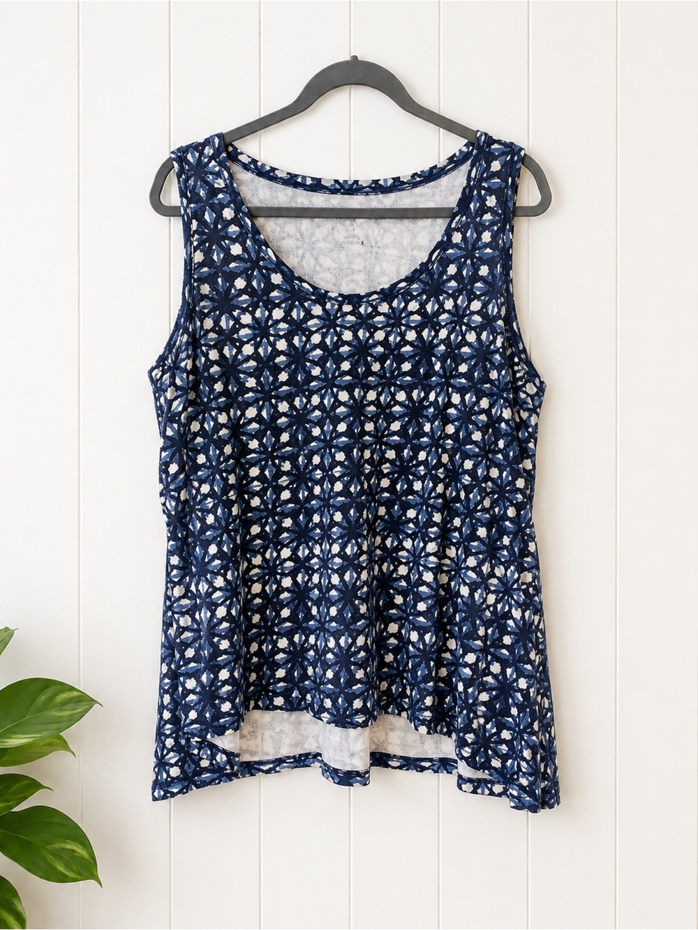 Woman Within Plus Size Blue Tank Top 1X